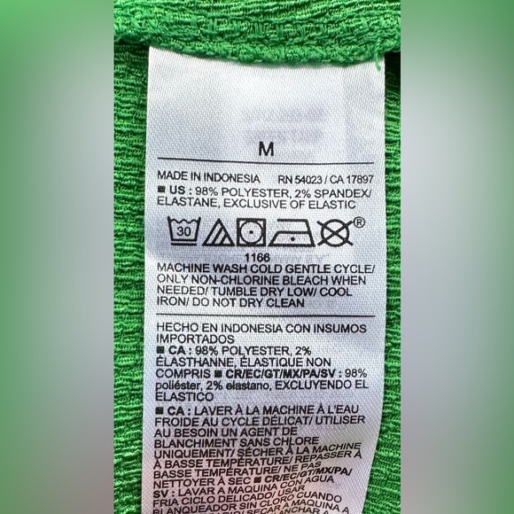 NWOT Smocked Old Navy Women’s Dress Sz M in Vibrant Green Tarp, Ruffled Sleeves - Picture 10 of 10